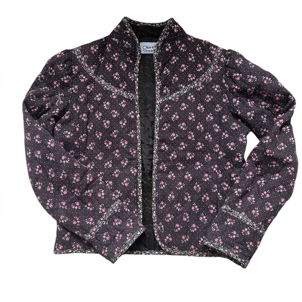 Vintage Floral Cropped Quilted Jacket Cottagecore Romantic Prairie Cleveland St.